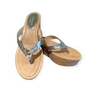 Vintage Y2k Coach Jorgina Silver and Tan Platform Sandals !!